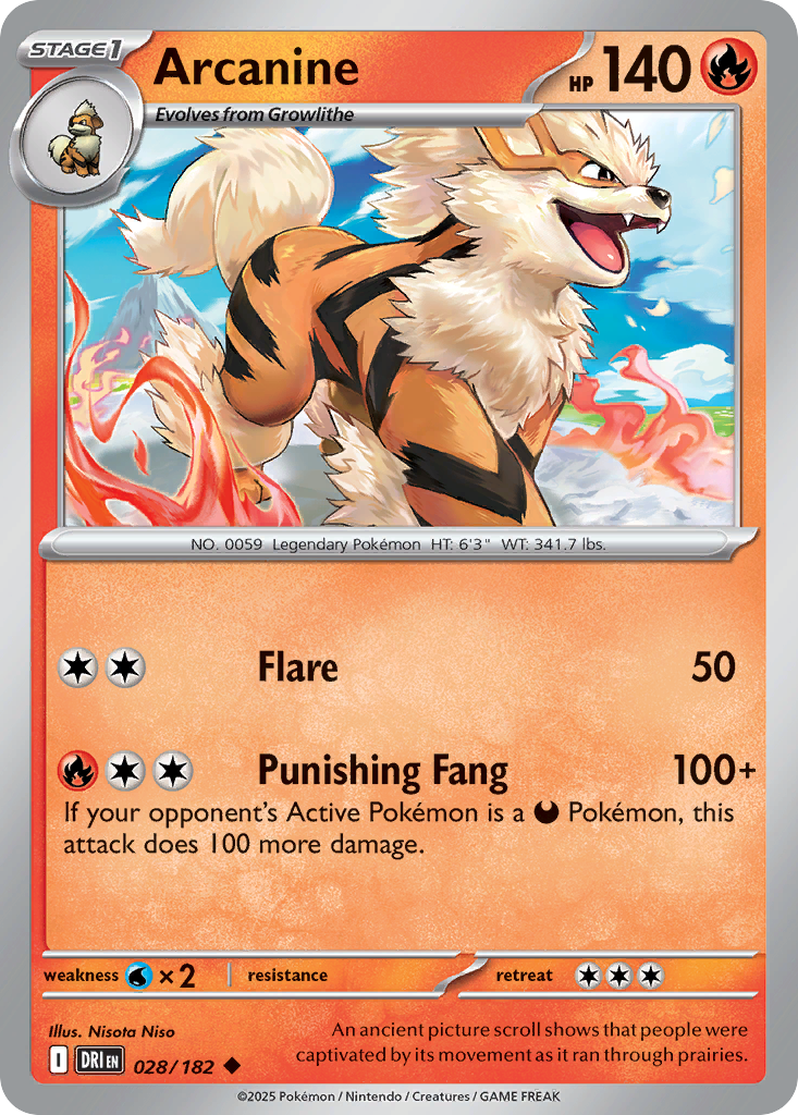 Arcanine — Destined Rivals card #28 full image