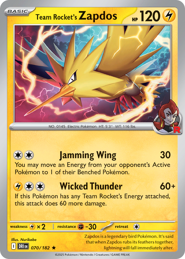 Team Rocket's Zapdos — Destined Rivals card #70 full image