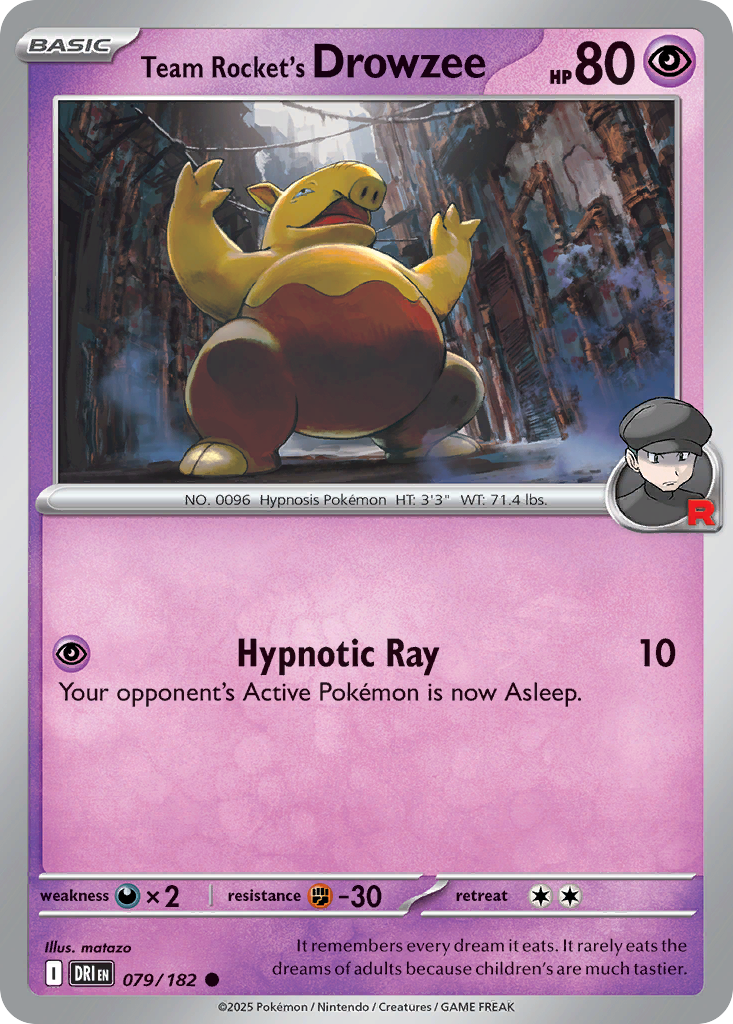 Team Rocket's Drowzee — Destined Rivals card #79 full image