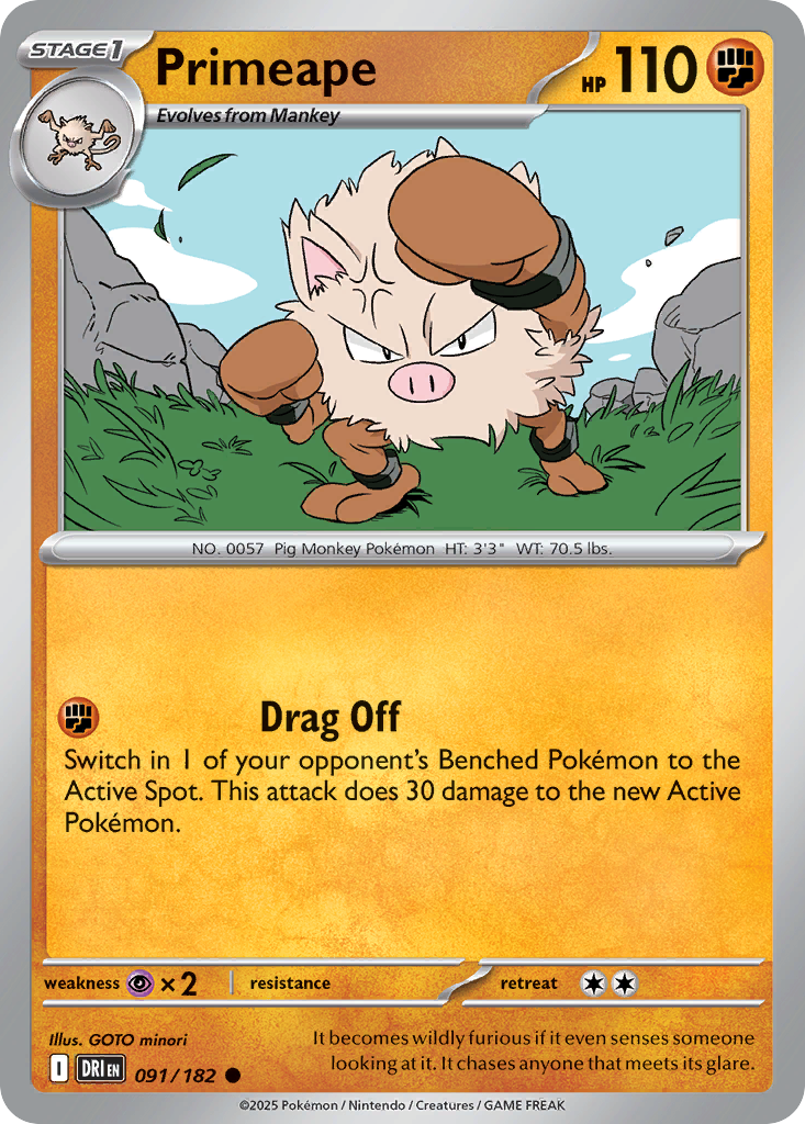 Primeape — Destined Rivals card #91 full image