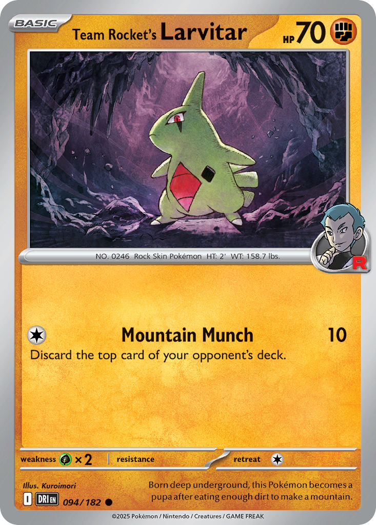 Team Rocket's Larvitar — Destined Rivals card #94 full image