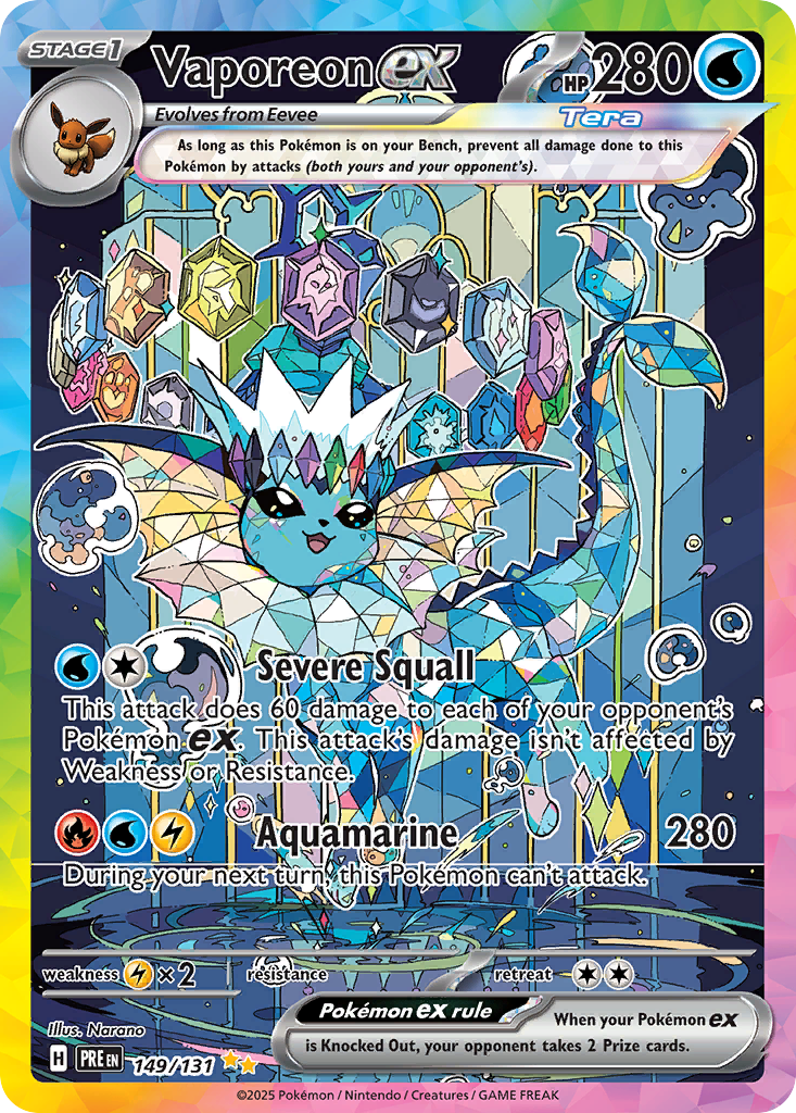 Vaporeon ex — Prismatic Evolutions card #149 full image