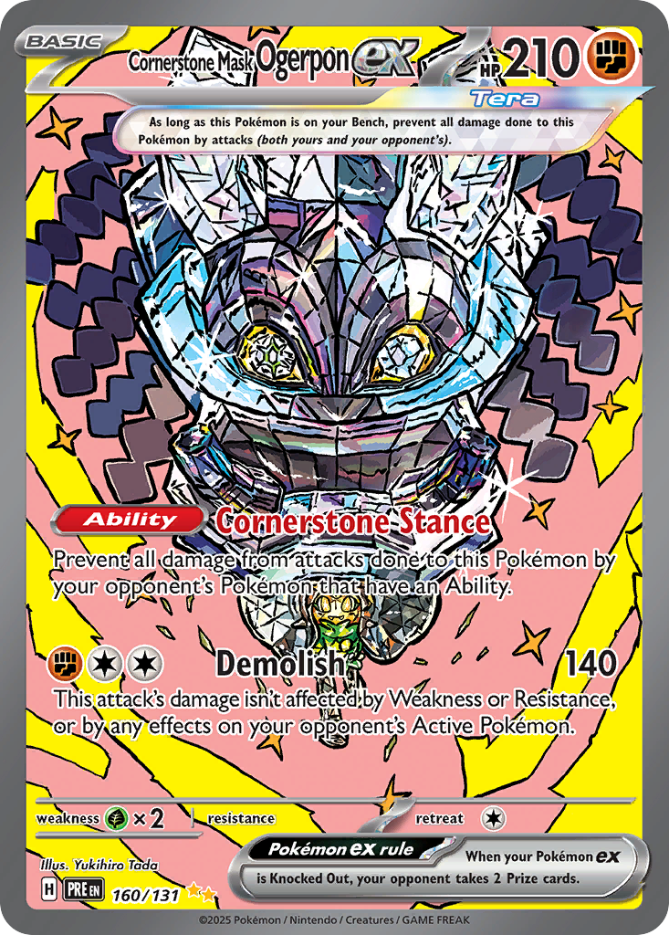Cornerstone Mask Ogerpon ex — Prismatic Evolutions card #160 full image