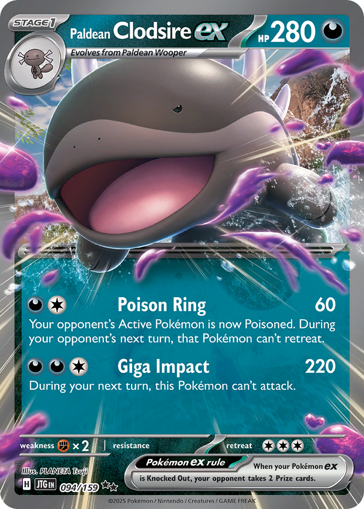 Paldean Clodsire ex — Journey Together card #94 full image