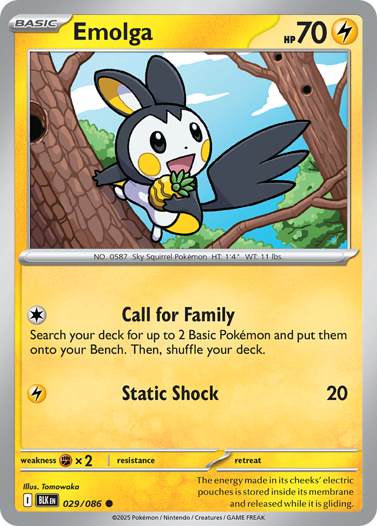 Emolga — Black Bolt card #29 full image