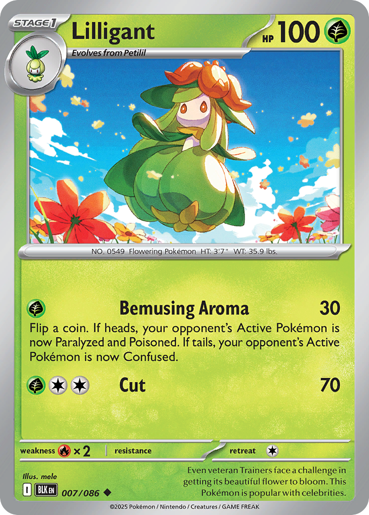 Lilligant — Black Bolt card #7 full image